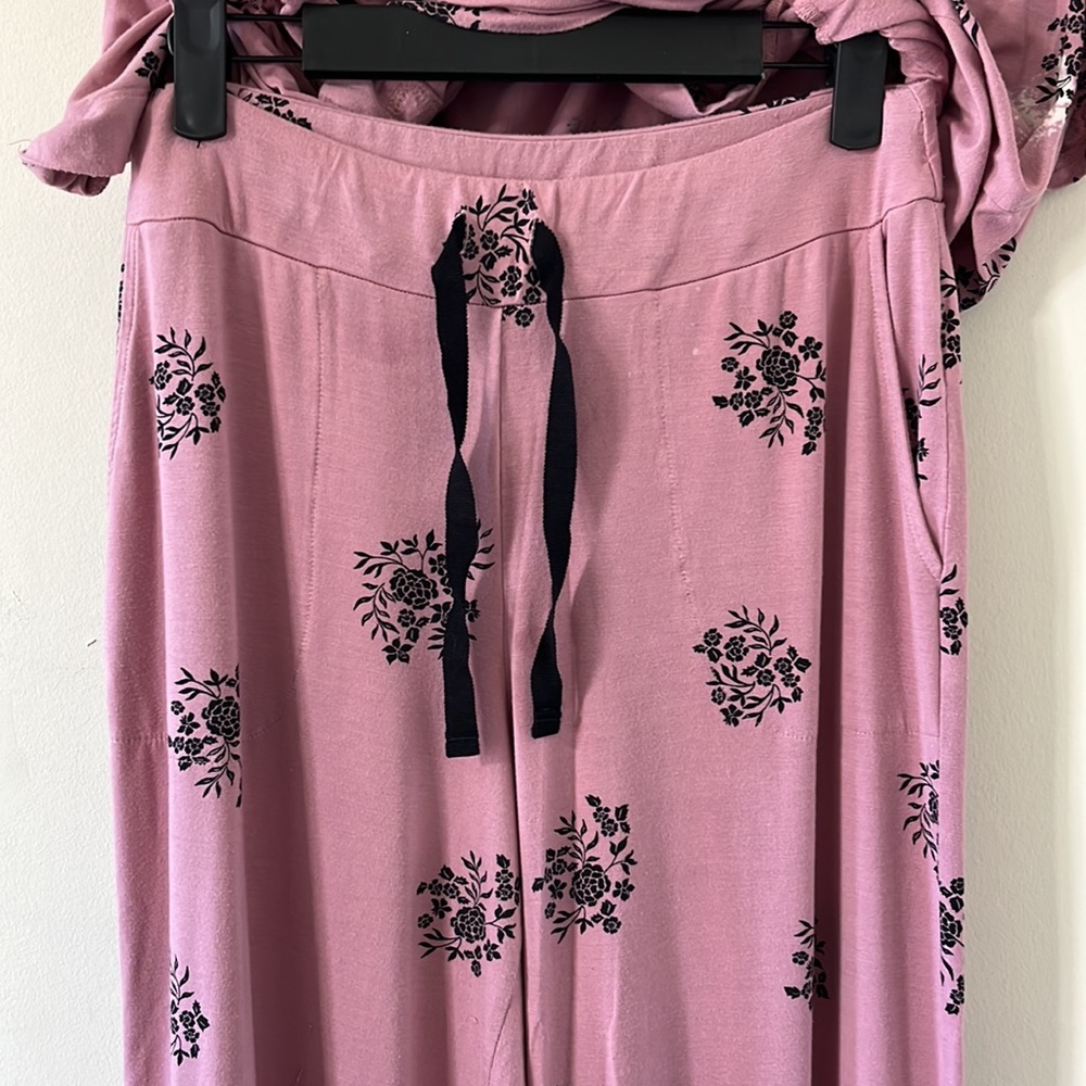 Soma Cool Nights Pajama Set in Peaceful Floral Pink FLAWED Sz Small - Picture 8 of 13